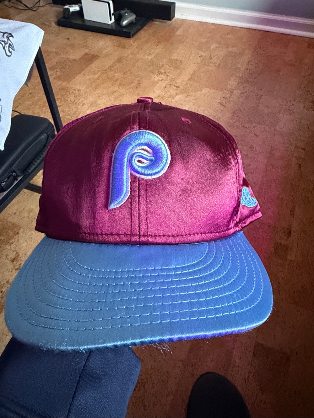 Maroon and Light Blue Satin Phillies New Era Cooperstown Collection Baseball Cap